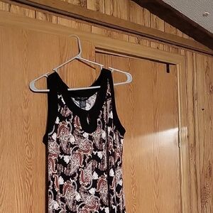 Asymmetrical Black and White Paisley Dress